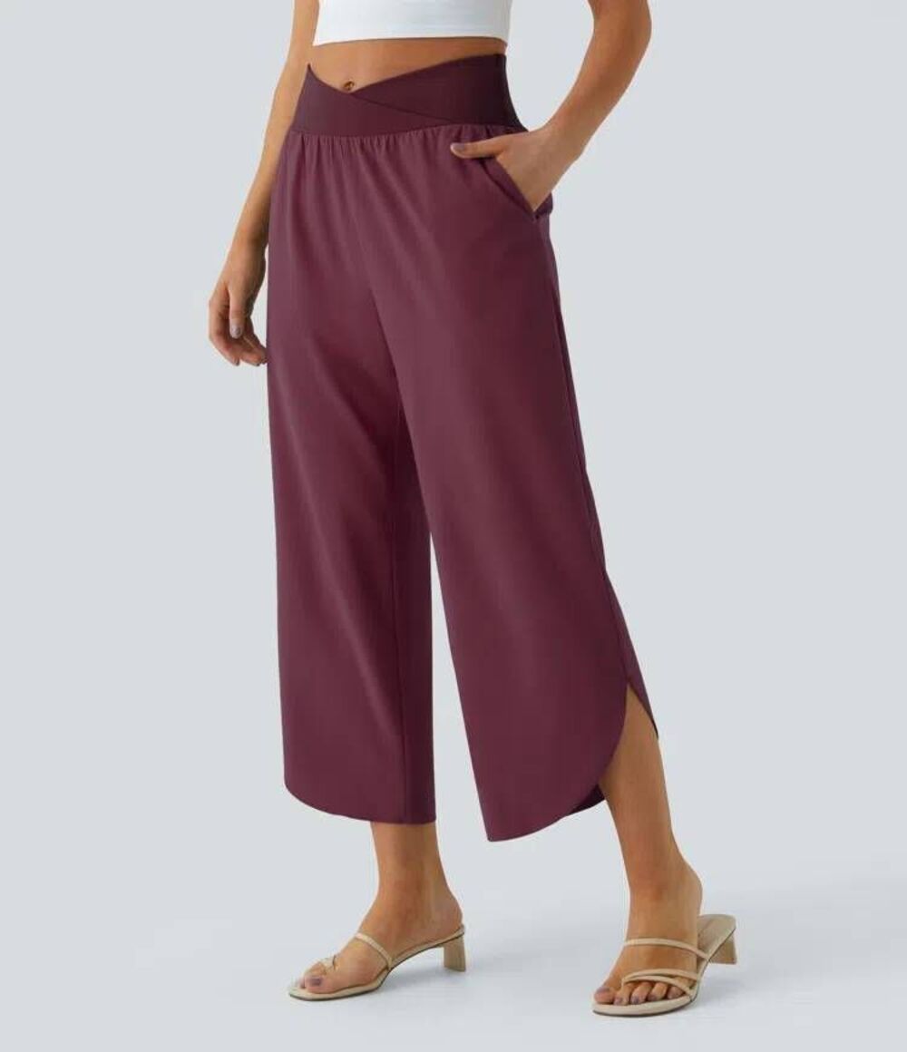 Halara Breezeful Maroon High Waist Crossover Quick Dry Resort harem Pants S